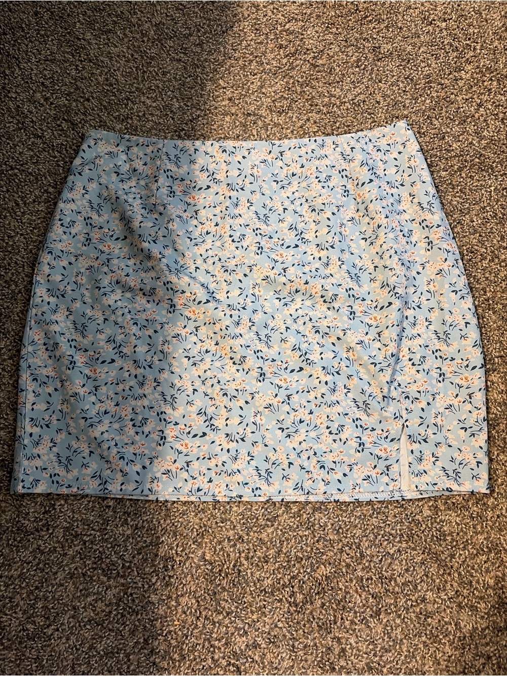 ROMWE Sky Blue Floral Mini Skirt